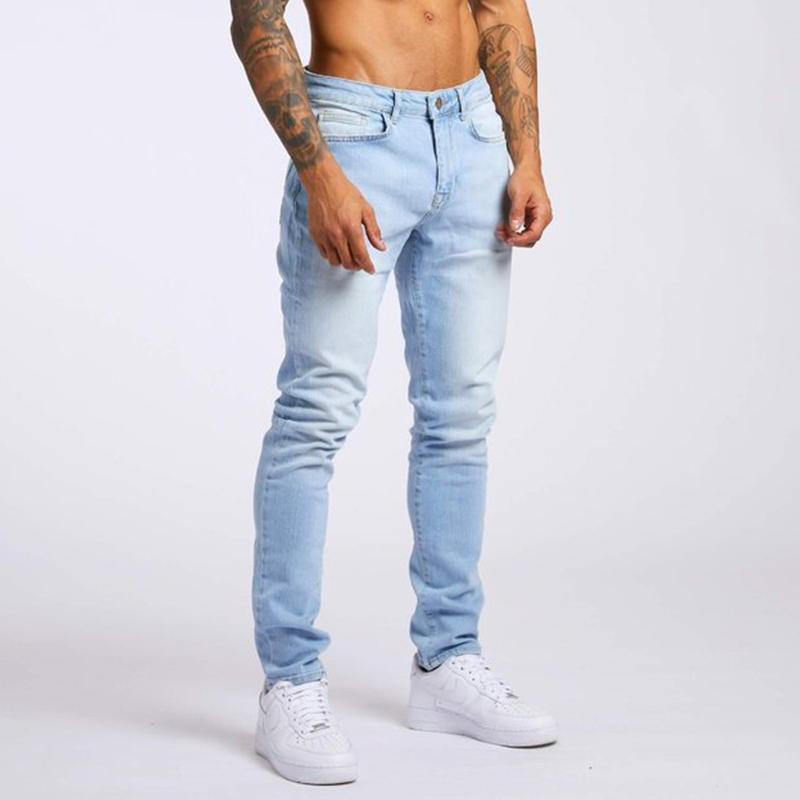 Men's Casual Washed Slim High Waist Jeans