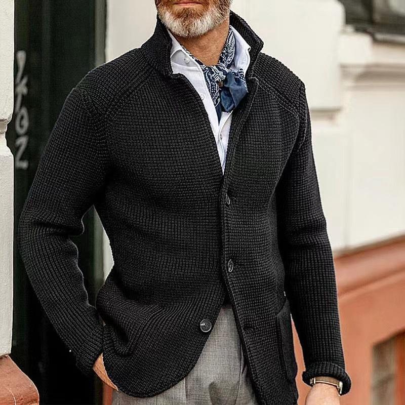 Men's Casual Stand Collar Knit Blazer