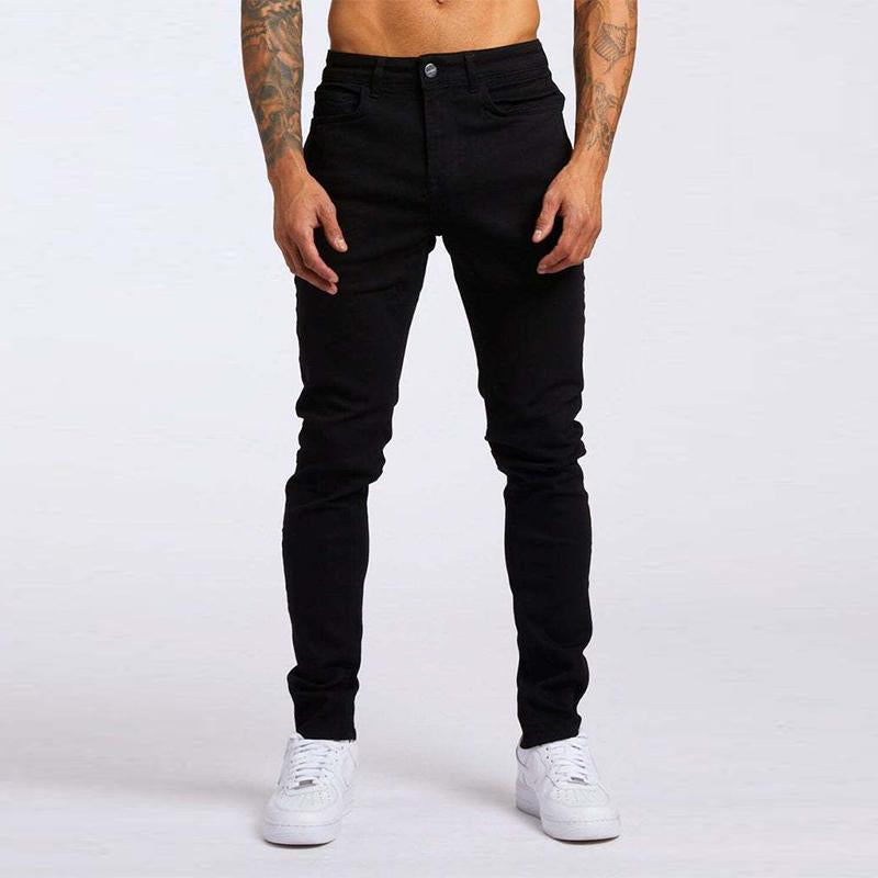 Men's Casual Washed Slim High Waist Jeans