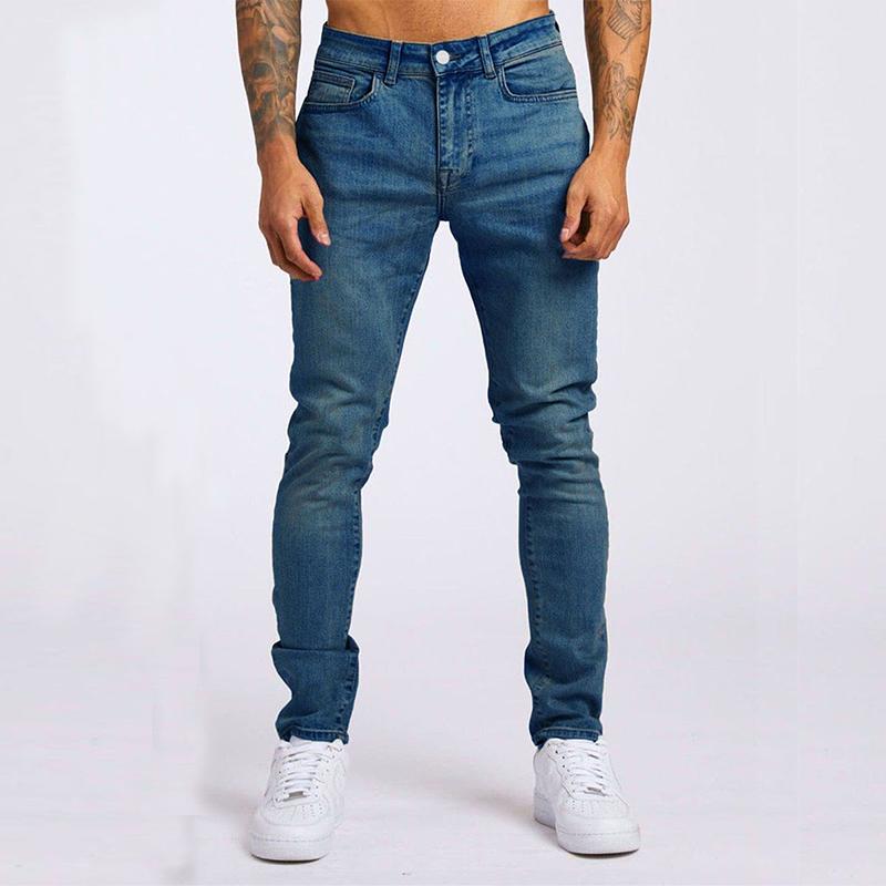 Men's Casual Washed Slim High Waist Jeans