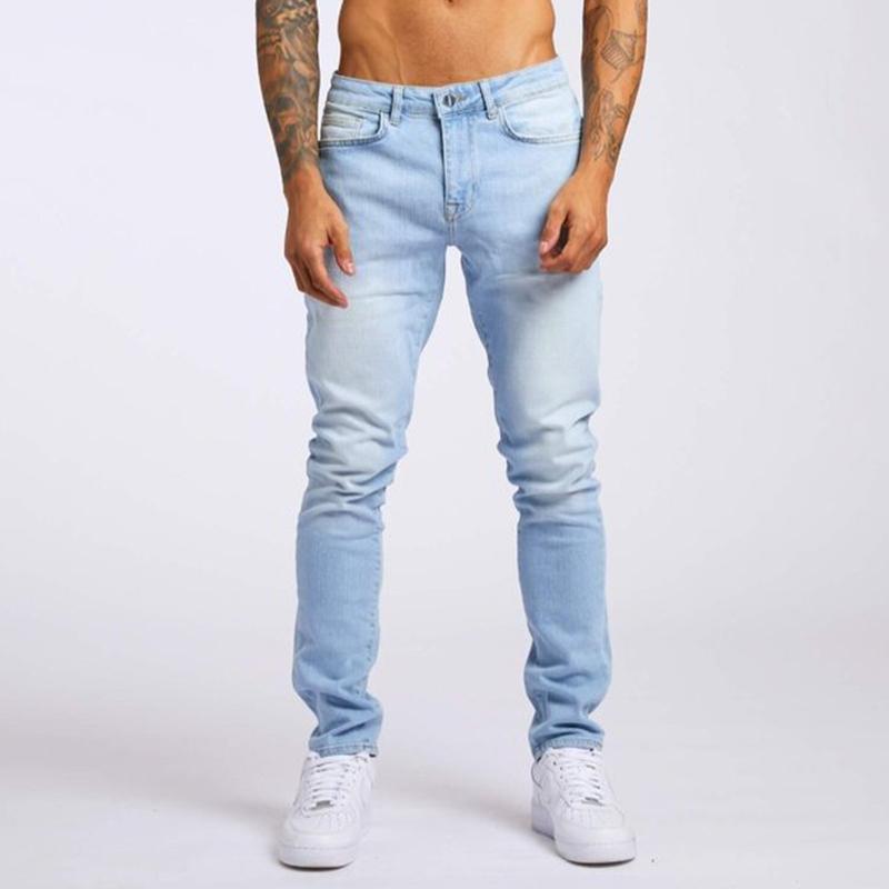 Men's Casual Washed Slim High Waist Jeans